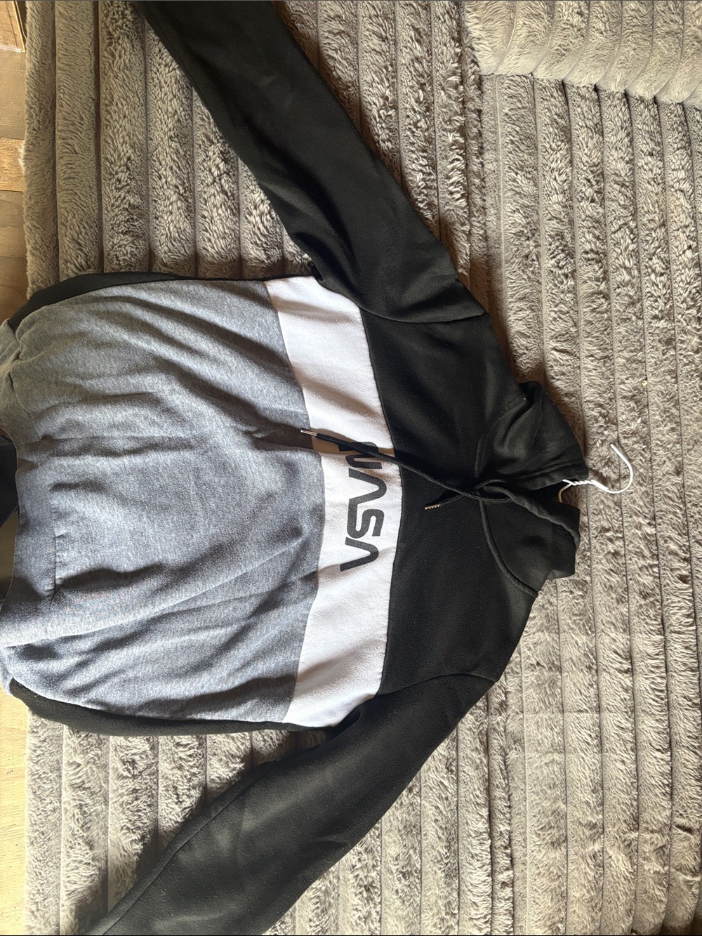 SHEIN Black & Gray Colorblock Zip-Up Windbreaker